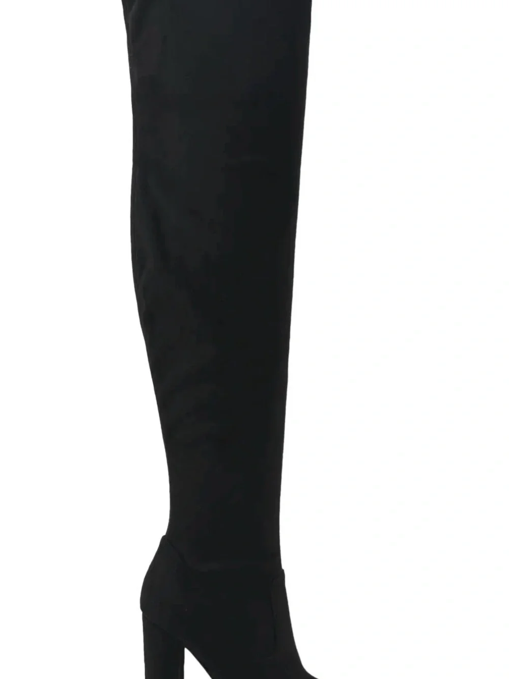 Over-the-Knee Black Suede Block Heel Boots - Women Guess